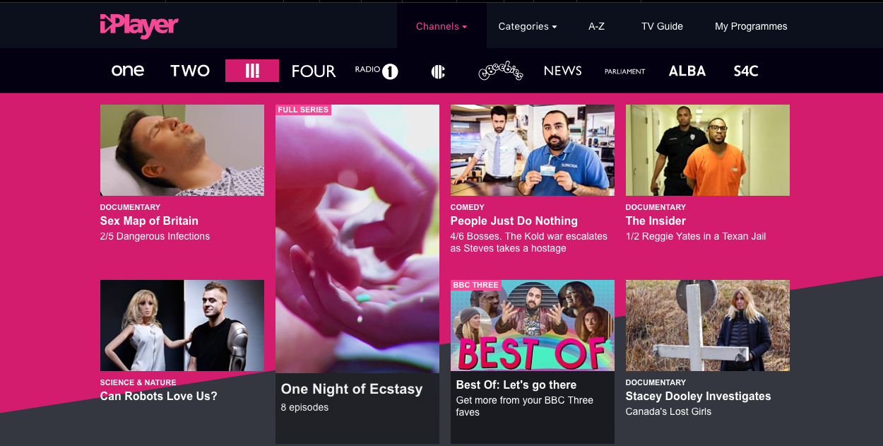 BBC iPlayer screen